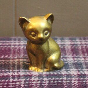 Vintage Brass Kitten Cat Sitting Figurine